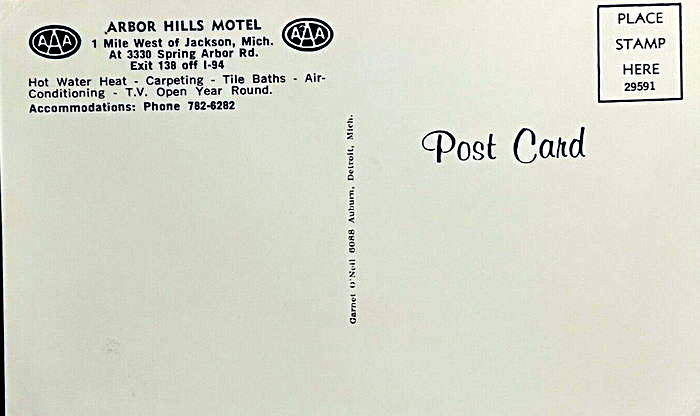 Arbor Hills Motel - Old Postcard